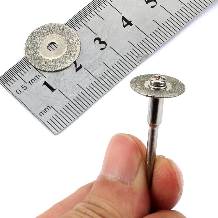 Dophee 10pcs Mini Diamond Coated Cutting Off Discs Wheel with 2 Mandrel Arbor Set Fit Rotary Tool Replacement for Dremel Drill (16mm) - Image 2